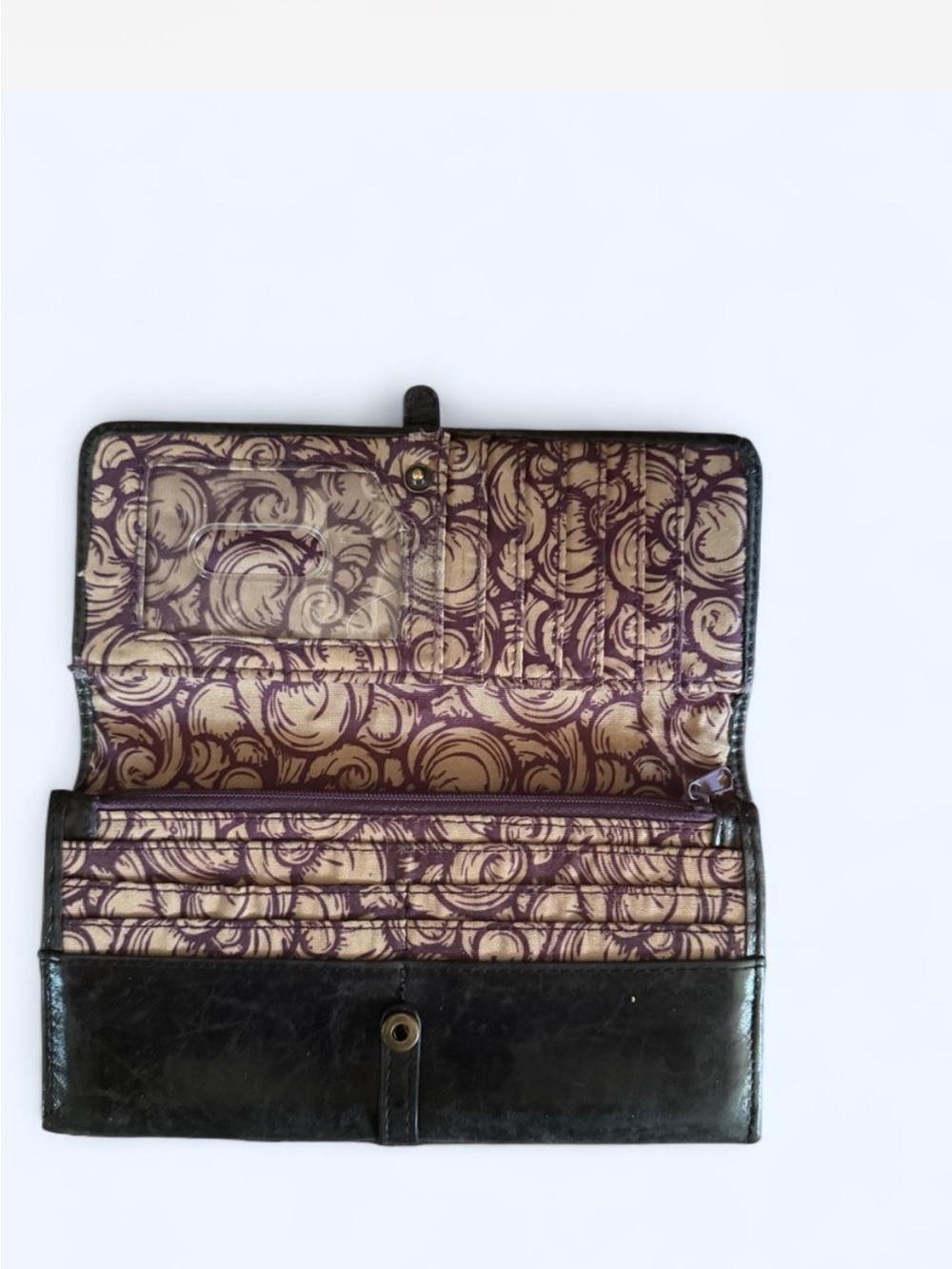 HOBO Black Leather Clutch Wallet with Buckle Accent - Picture 2 of 3